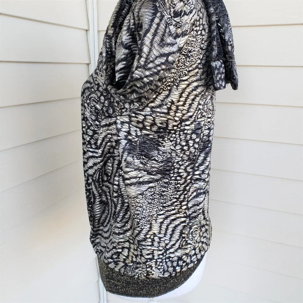 Vintage 80s Shimmery Tiger Animal Print Elastic Waist Shirt - Picture 5 of 8